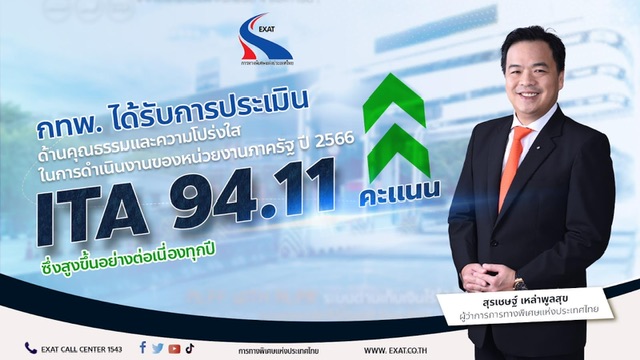 กทพ. ได้รับการประเมินคุณธรรมและความโปร่งใส ของหน่วยงานภาครัฐ อยู่ที่ 94.11 คะแนน ซึ่งสูงขึ้นอย่างต่อเนื่องทุกปี